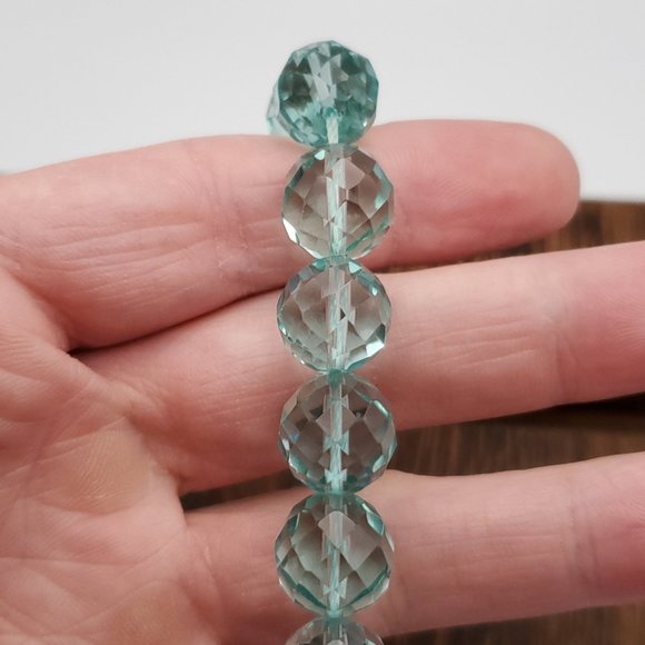 8 Inch 925 Sterling Silver Beautiful Blue Faceted Glass Orbs Bracelet - Picture 2 of 6